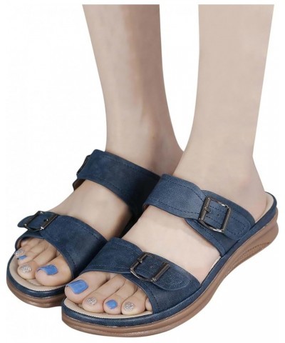 Sandals For Women Wedge Comfortable Open Toe Flip Flops Casual Walking Slip On Platform Dressy Summer Beach Slippers Navy $12...