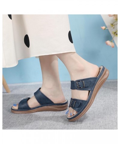 Sandals For Women Wedge Comfortable Open Toe Flip Flops Casual Walking Slip On Platform Dressy Summer Beach Slippers Navy $12...