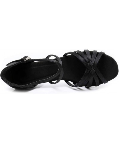 womens Silk Latin Dance Shoes Open Toe Ballroom Dancing Heel,Model 1213 Black-3" Heel $18.19 Athletic Shoes