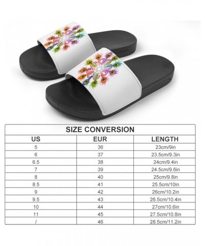 Colorful Peacock Feather Home Slippers PVC Open Toe Shower Slippers Fashion Sandals for Men Women 37 (235mm) Black-style $25....