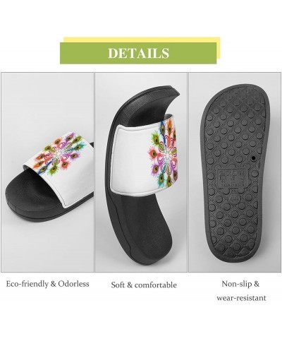 Colorful Peacock Feather Home Slippers PVC Open Toe Shower Slippers Fashion Sandals for Men Women 37 (235mm) Black-style $25....