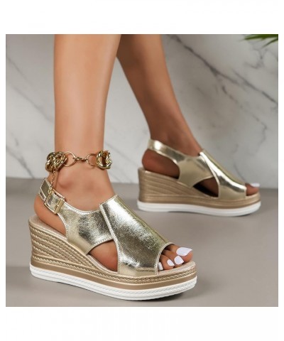 Platform Sneakers Wedge Flip Flops For Women Platform Slippers Size 9 Silver Sandals For Women Heeled Sandals Comforta F-gold...