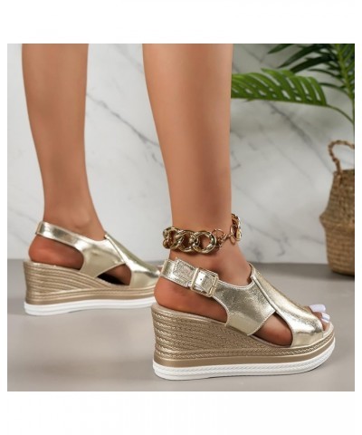 Platform Sneakers Wedge Flip Flops For Women Platform Slippers Size 9 Silver Sandals For Women Heeled Sandals Comforta F-gold...