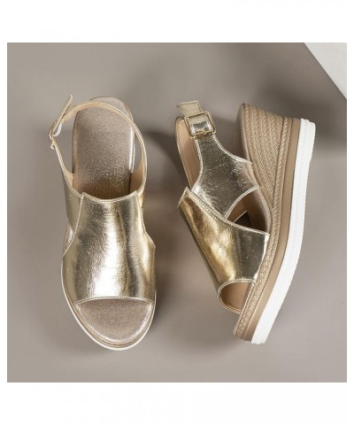 Platform Sneakers Wedge Flip Flops For Women Platform Slippers Size 9 Silver Sandals For Women Heeled Sandals Comforta F-gold...