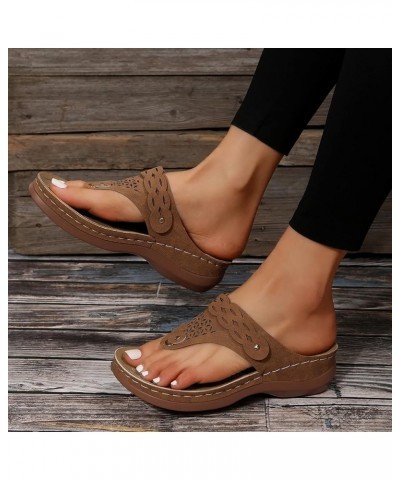 Fashion Shoes for Ladies Summer Wedges Shoes Women Slippers Bohemian Sandals Flip Flops Slipper Boots for Women 8.5 Brown $9....