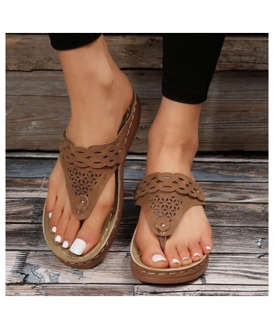 Fashion Shoes for Ladies Summer Wedges Shoes Women Slippers Bohemian Sandals Flip Flops Slipper Boots for Women 8.5 Brown $9....