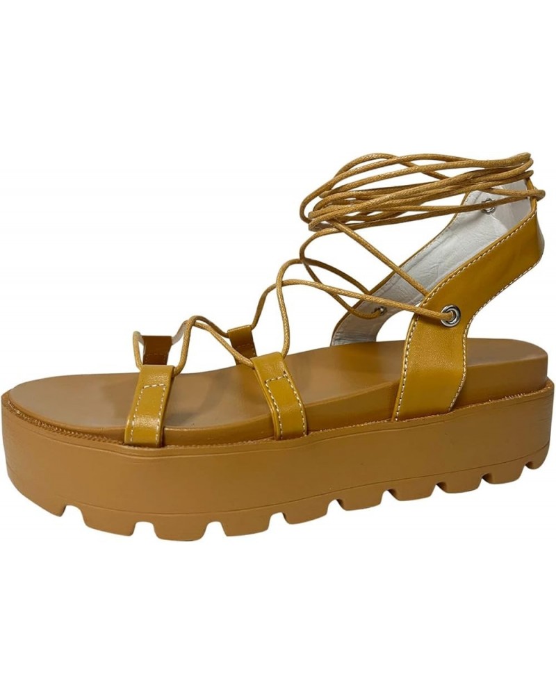 Casual Sandals Women Platform Orthopedic Sandals for Women Anti Slip Lace Up Comfortable Beach Sandals Shoes Brown $11.04 San...