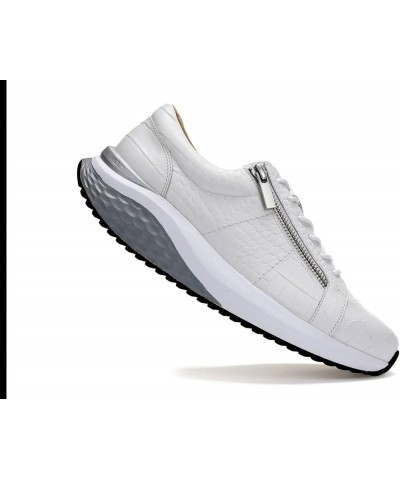 Womens Ferro Leather Trainers White Grey Sensor $93.97 Fashion Sneakers