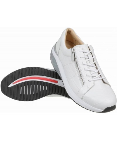 Womens Ferro Leather Trainers White Grey Sensor $93.97 Fashion Sneakers