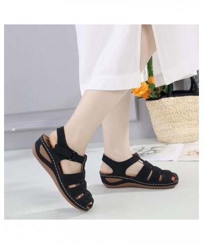 Outdoor Sports Sandals Women Beach Shoes Closed Toe Shoes Casual Leather Hiking Trekking Sandals for Women Summer 101-black $...