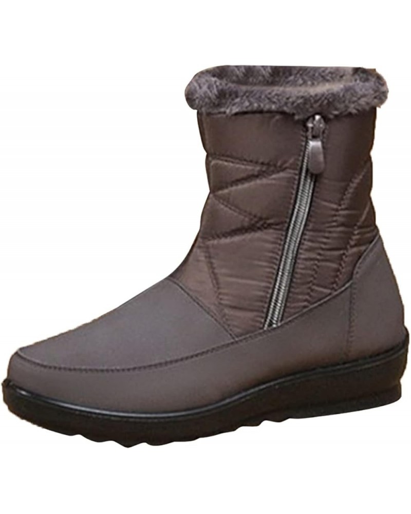 Cowgirl Boots Mountaineering Warm Ankle Boots Casual Plus Female Shoes Zipper Flat Shoes Shorty 2023 Snow Boots Brown $18.97 ...