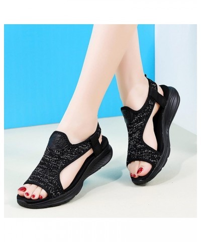 Platform Gold Wedges Heels For Women Platform Shoes Beach Sandals For Men Low Heeled Sandals For Women Dressy Black-5 $15.21 ...