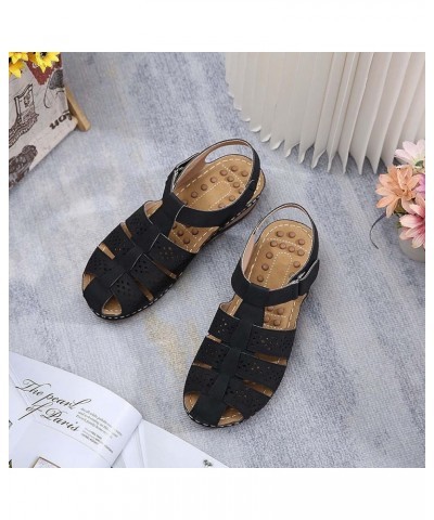 Outdoor Sports Sandals Women Beach Shoes Closed Toe Shoes Casual Leather Hiking Trekking Sandals for Women Summer 101-black $...