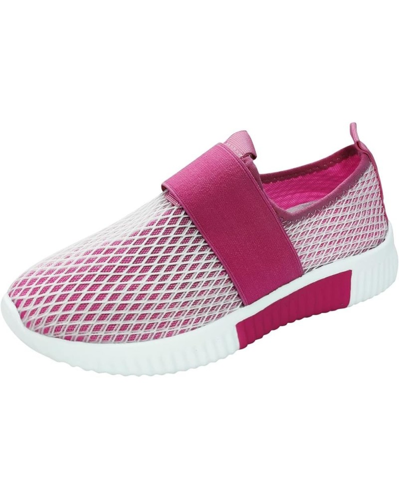 Women Slip on Sneakers Womens Sneakers Sandals Stiletto Mesh Round Toe Casual Elastic Fashion Sneakers Hot Pink $16.92 Athlet...