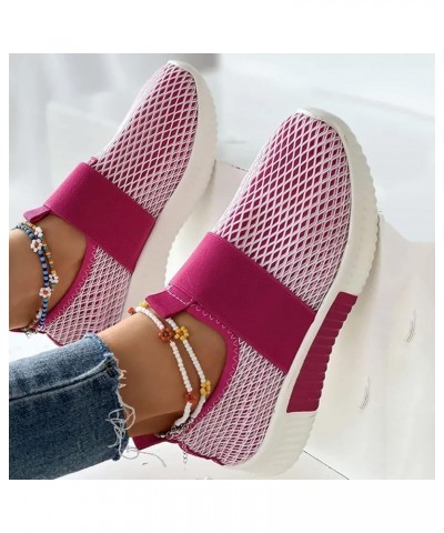 Women Slip on Sneakers Womens Sneakers Sandals Stiletto Mesh Round Toe Casual Elastic Fashion Sneakers Hot Pink $16.92 Athlet...