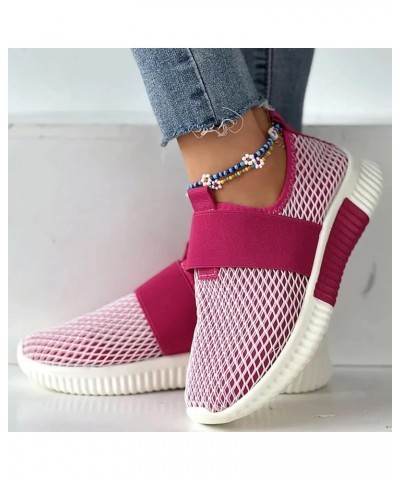 Women Slip on Sneakers Womens Sneakers Sandals Stiletto Mesh Round Toe Casual Elastic Fashion Sneakers Hot Pink $16.92 Athlet...