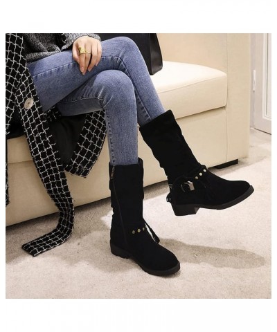 Retro Womens Pleated mid calf boots 44 Black $30.08 Boots