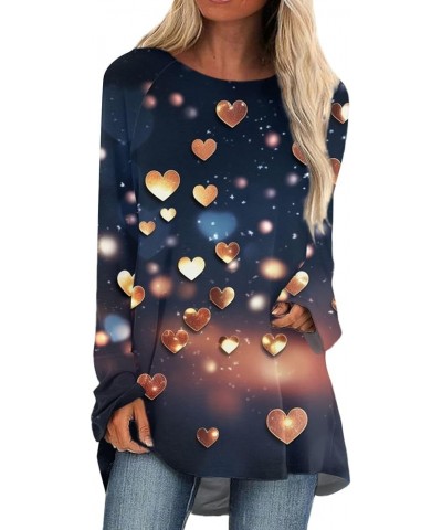 Valentine's Day Long Sleeve Shirt Women Casual Valentine's Day Print Shirt Fashion Crewneck Blouse Tops Holiday Clothes 26-mu...