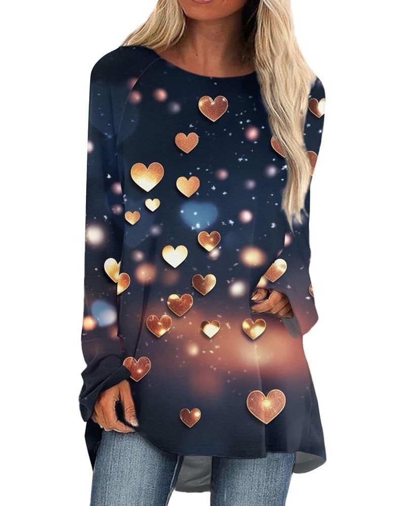 Valentine's Day Long Sleeve Shirt Women Casual Valentine's Day Print Shirt Fashion Crewneck Blouse Tops Holiday Clothes 26-mu...