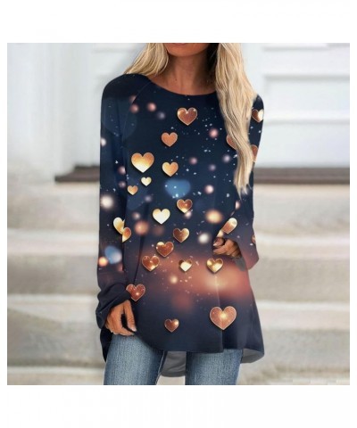 Valentine's Day Long Sleeve Shirt Women Casual Valentine's Day Print Shirt Fashion Crewneck Blouse Tops Holiday Clothes 26-mu...