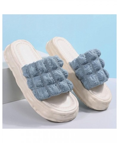 Ladies Summer Fashion Solid Color Fabric Comfortable Massage Thick Sole Slippers Slippers by for Women (Sky Blue, 8.5) 8 Sky ...