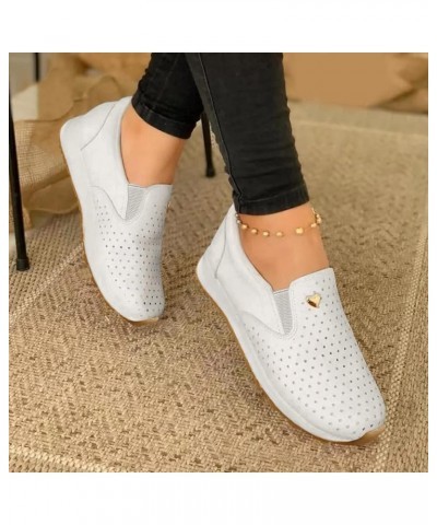 Women Premium Fashion Sneaker Leather Hollow Breathable Flat Comfort Casual Shoes Orthopedic Slip-on Mon-Slip Comfortable Wal...