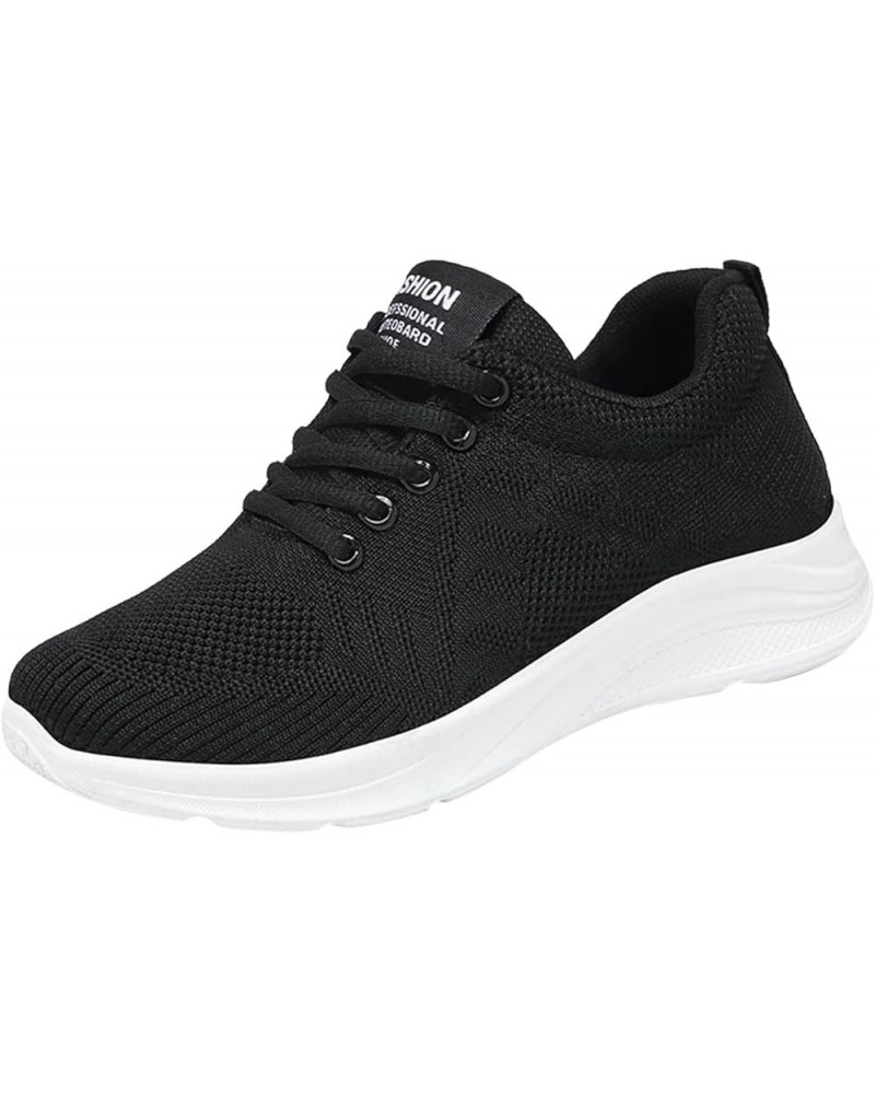 High Heeld Wedge Sneakers for Women Ladies Hidden Sneakers Lace Up Shoes, Slip-On Summer Trainers Black $14.32 Athletic Shoes