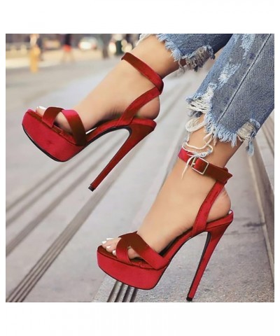 Women's Peep Open Toe Platform Sky High Stiletto Heel Ankle Strap Buckle Party Sandals Sexy Sandals Pole Fitness Dancer Heel ...