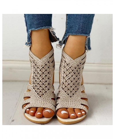 Sandals for Women Dressy Summer Gladiator Sandals Flatform Sandals Slipper Summer Beach Ladies Flat Roman Shoes A6-begie $27....