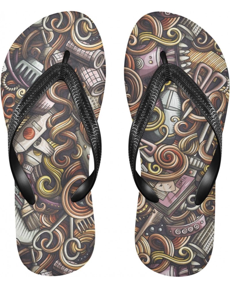 Hair Salon Cute Doodles Flip Flop Sandal Men's and Women's Summer Sandal | Beach & Water Shoes（148） $12.41 Sandals