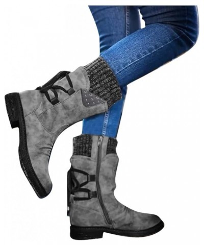 Womens Boots Mid Calf Winter Mid-Calf Boots Women Lace Fashion Shoes Up Thick Retro Vintage Casual Heels women's boots Women'...