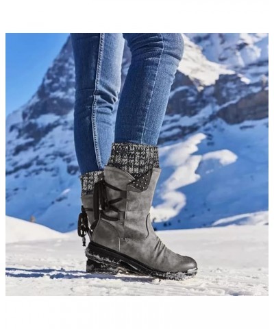 Womens Boots Mid Calf Winter Mid-Calf Boots Women Lace Fashion Shoes Up Thick Retro Vintage Casual Heels women's boots Women'...