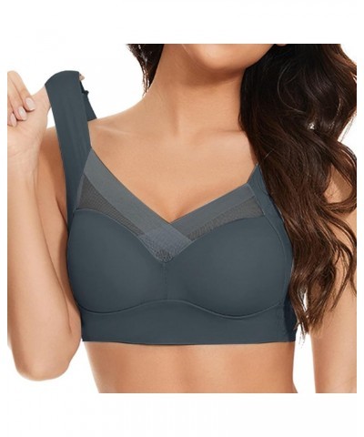 Pack of Bras for Women Lace Tank Top Underwear Thin Side Fold Side Breast Gather Adjustable Bra Womens Strapless Grey- Underw...