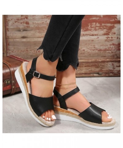 Wide Width Sandals for Women Womens Summer Thick Bottom Slope Heel Open Toe Sandals Sequins Out Casual Sandals Shoes Sandals2...