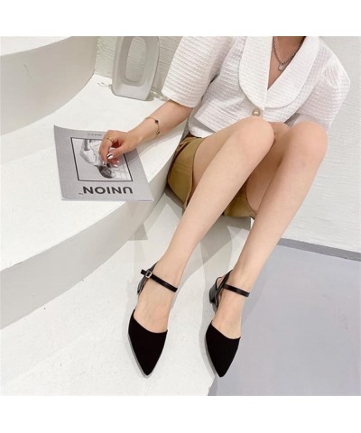 Shallow Mouth Sandals Women 2021 Half Slippers Women Knitted Breathable Pointed Single Shoes Women Black Black 9 $38.74 Sandals