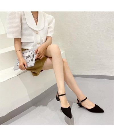 Shallow Mouth Sandals Women 2021 Half Slippers Women Knitted Breathable Pointed Single Shoes Women Black Black 9 $38.74 Sandals