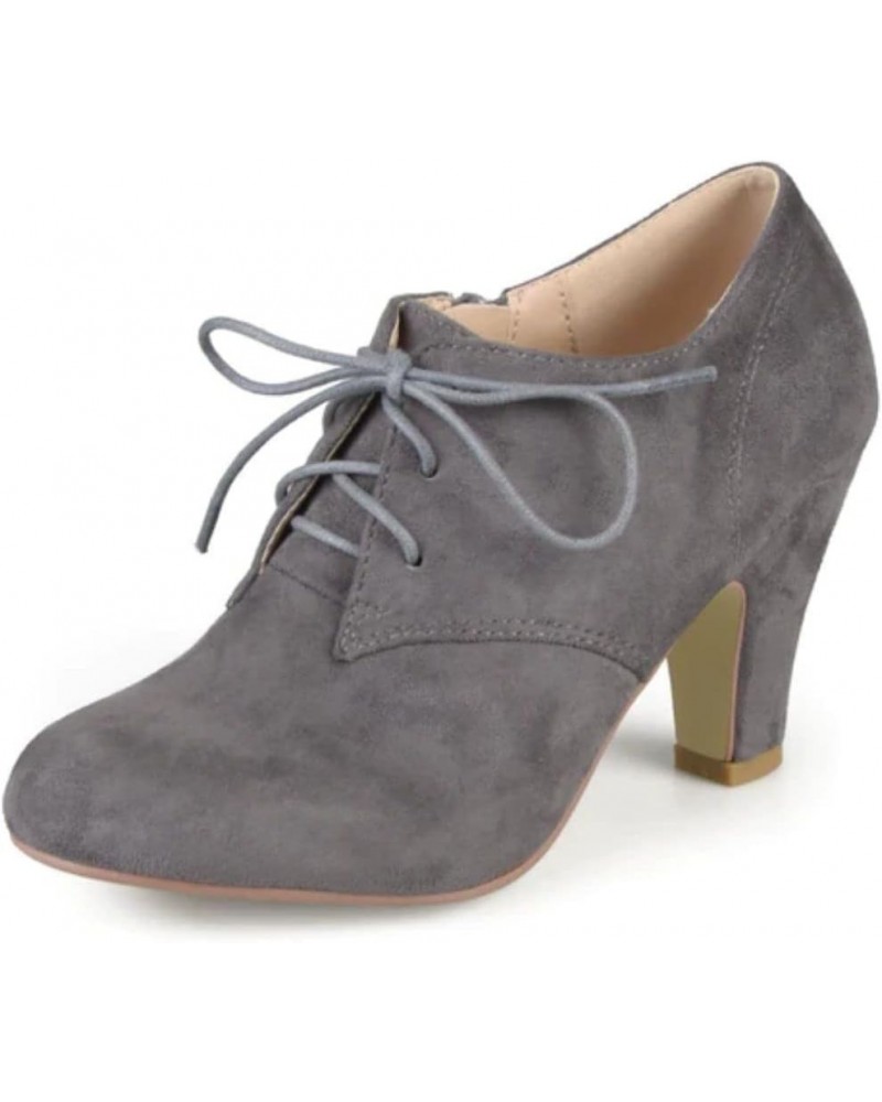 Womens Leona Booties with Round-Toe and Lace-Up Detail Grey $20.68 Boots