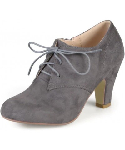 Womens Leona Booties with Round-Toe and Lace-Up Detail Grey $20.68 Boots