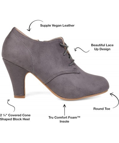 Womens Leona Booties with Round-Toe and Lace-Up Detail Grey $20.68 Boots