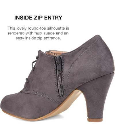 Womens Leona Booties with Round-Toe and Lace-Up Detail Grey $20.68 Boots