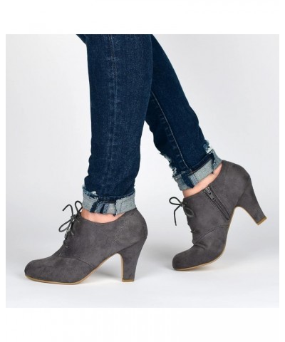 Womens Leona Booties with Round-Toe and Lace-Up Detail Grey $20.68 Boots