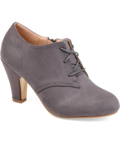 Womens Leona Booties with Round-Toe and Lace-Up Detail Grey $20.68 Boots