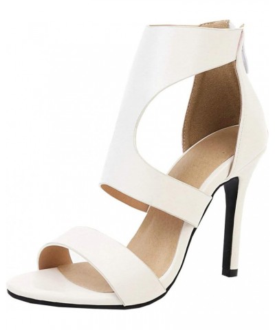 Women's Stiletto High Heel Ankle Strap Open Toe Dress Sandals White $23.09 Sandals