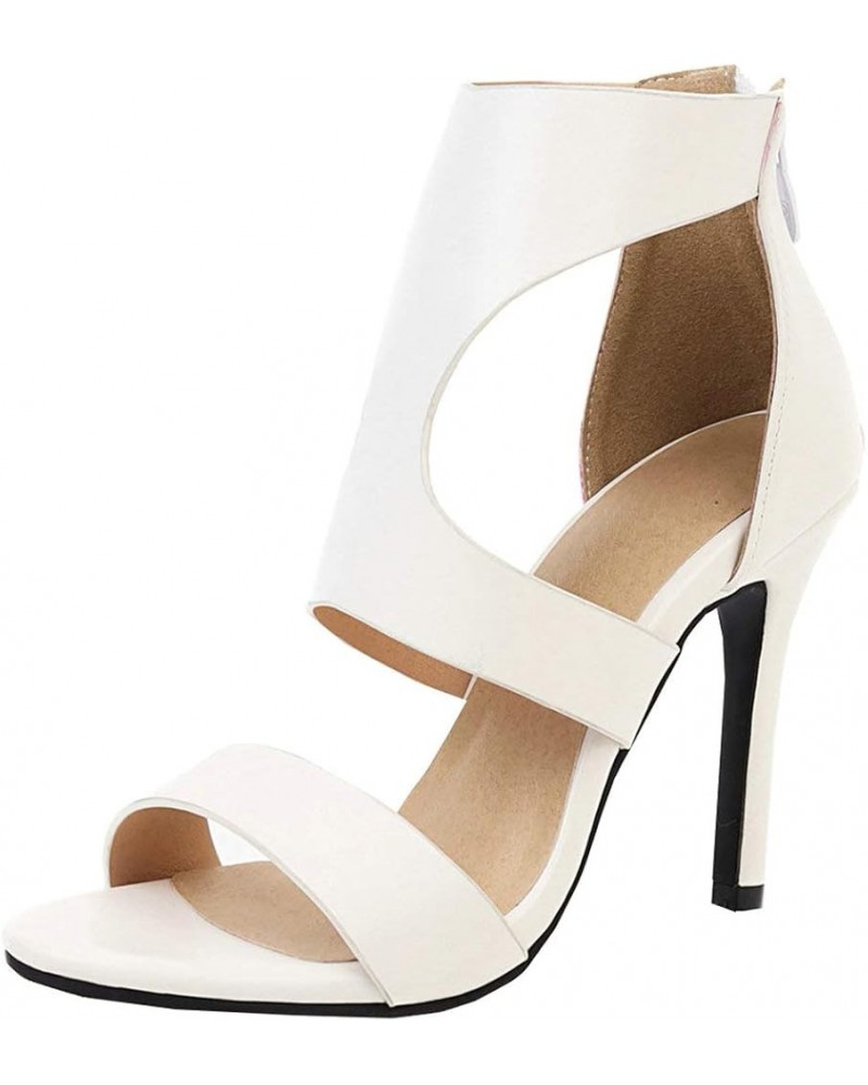 Women's Stiletto High Heel Ankle Strap Open Toe Dress Sandals White $23.09 Sandals