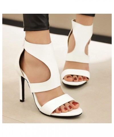 Women's Stiletto High Heel Ankle Strap Open Toe Dress Sandals White $23.09 Sandals