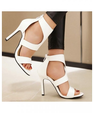 Women's Stiletto High Heel Ankle Strap Open Toe Dress Sandals White $23.09 Sandals