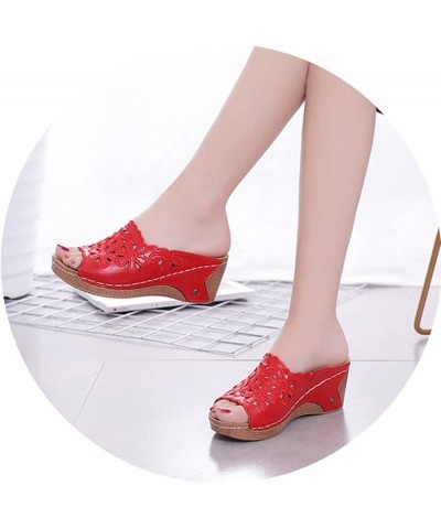 Women's Embroidered Open Toe Hollow Wedge Sandals Summer Platform Slip on Sandals Comfort Walking Slippers Casual Mule Clogs ...