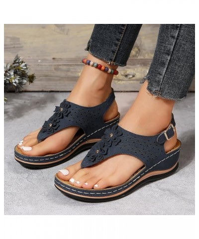 Women Ankle Strap Lace Up Low Wedge Sandals Beach Summer Casual Fashion Flats Flatform Platform Slipper Sandal 27-htrns-d-nav...