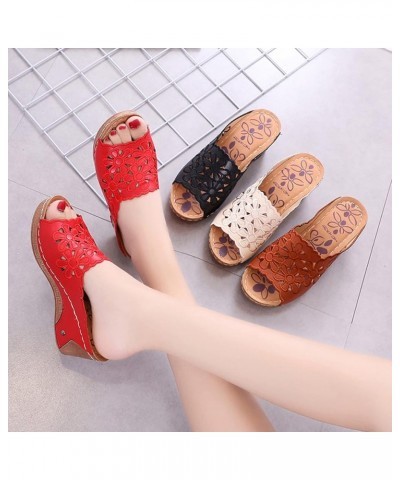 Women's Embroidered Open Toe Hollow Wedge Sandals Summer Platform Slip on Sandals Comfort Walking Slippers Casual Mule Clogs ...