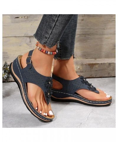 Women Ankle Strap Lace Up Low Wedge Sandals Beach Summer Casual Fashion Flats Flatform Platform Slipper Sandal 27-htrns-d-nav...